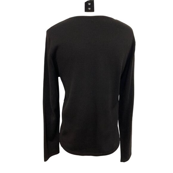 Vintage Pierre Cardin Black V-Neck Sweater Medium Acrylic Cotton Long Sleeve - Picture 5 of 8